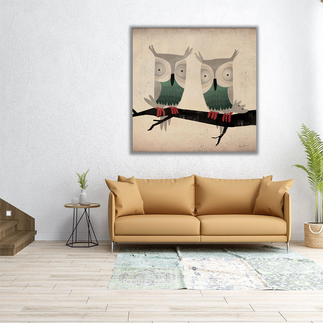 Tan Owls - Canvas Print Wall Art