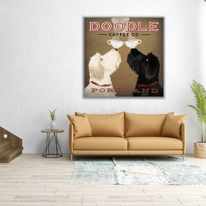 Doodle Coffee Double IV Portland - Canvas Print Wall Art