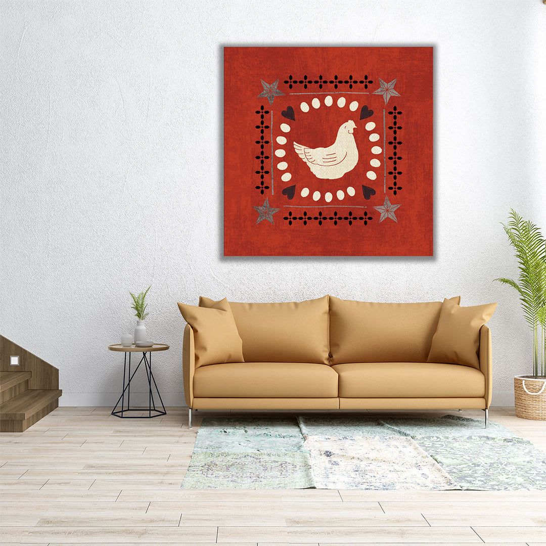 Little Red Farm Tile III - Canvas Print Wall Art