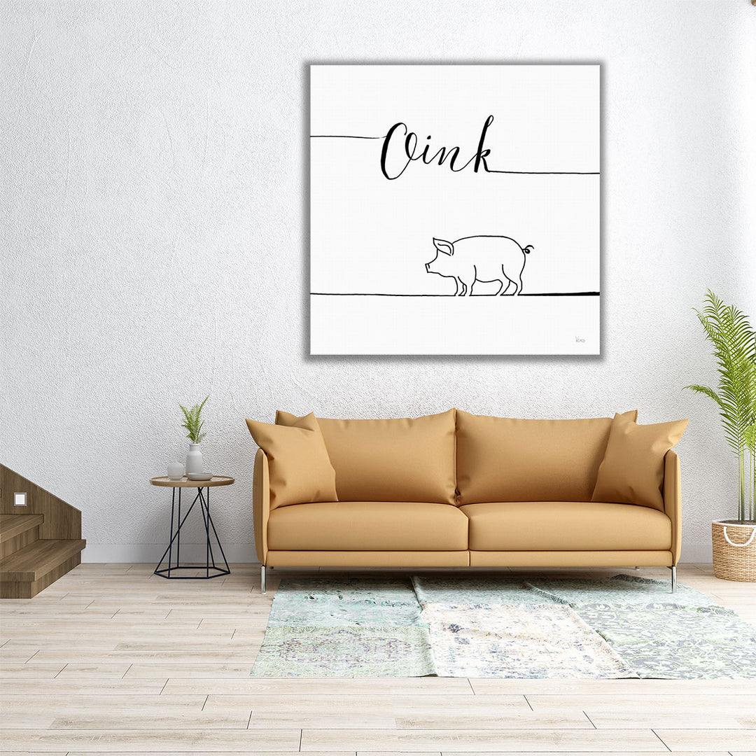 Underlined Farm V Black and White - Canvas Print Wall Art