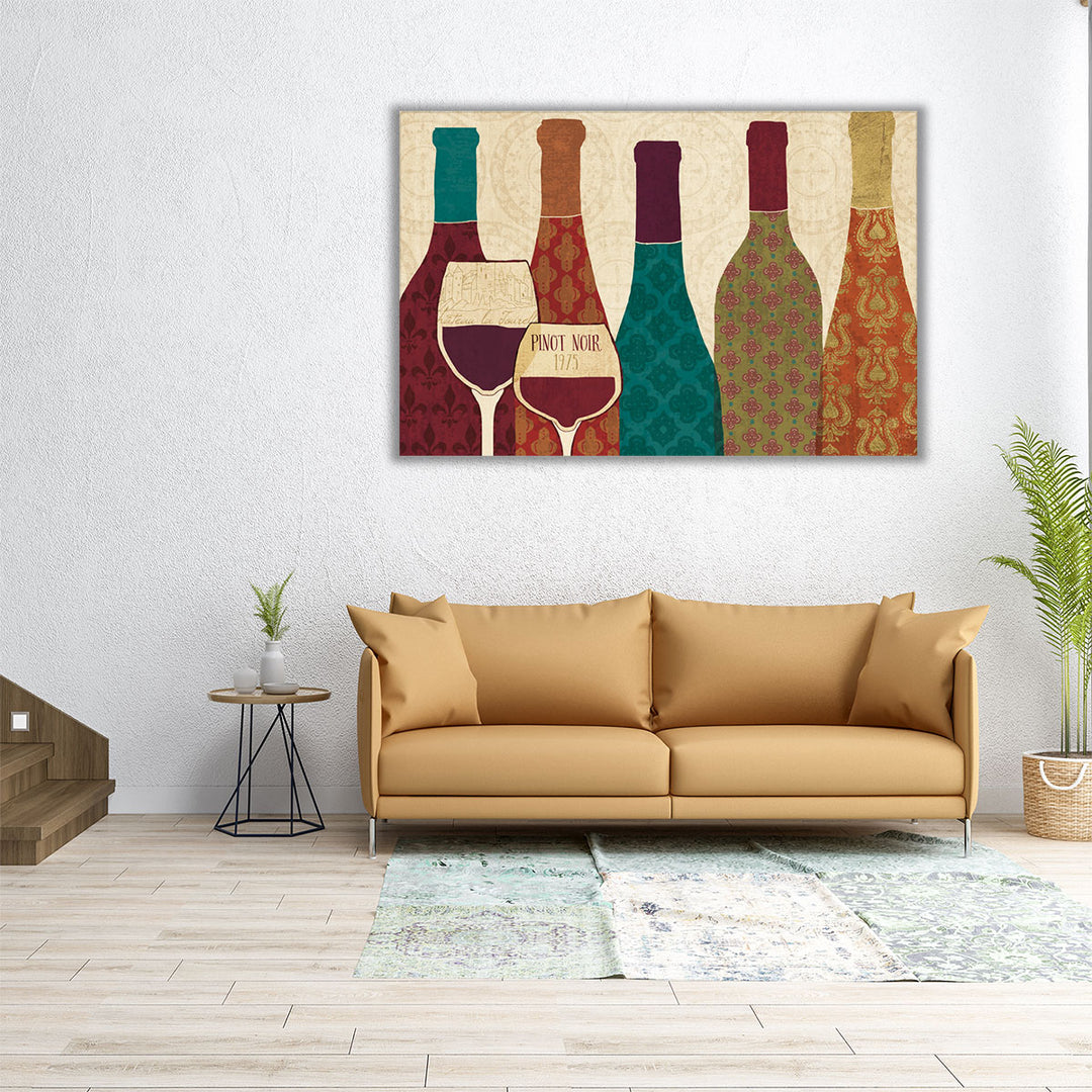 Wine Collage I with Glassware - Canvas Print Wall Art