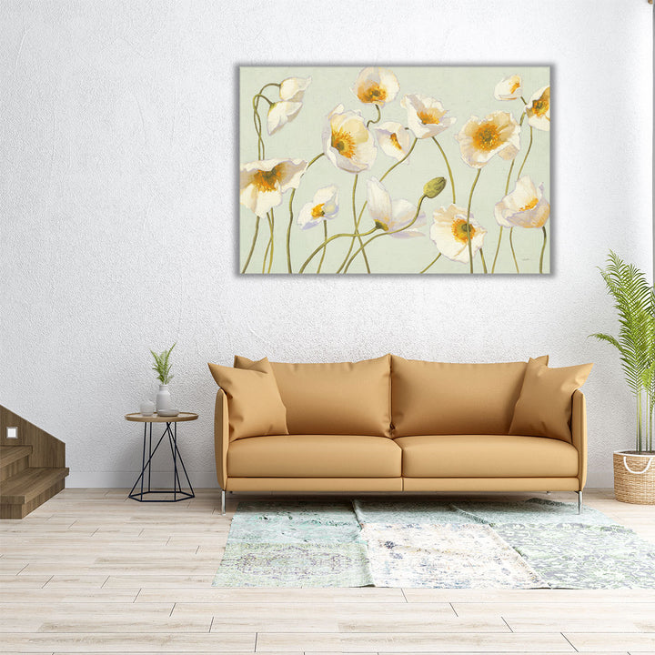 White and Bright Poppies - Canvas Print Wall Art