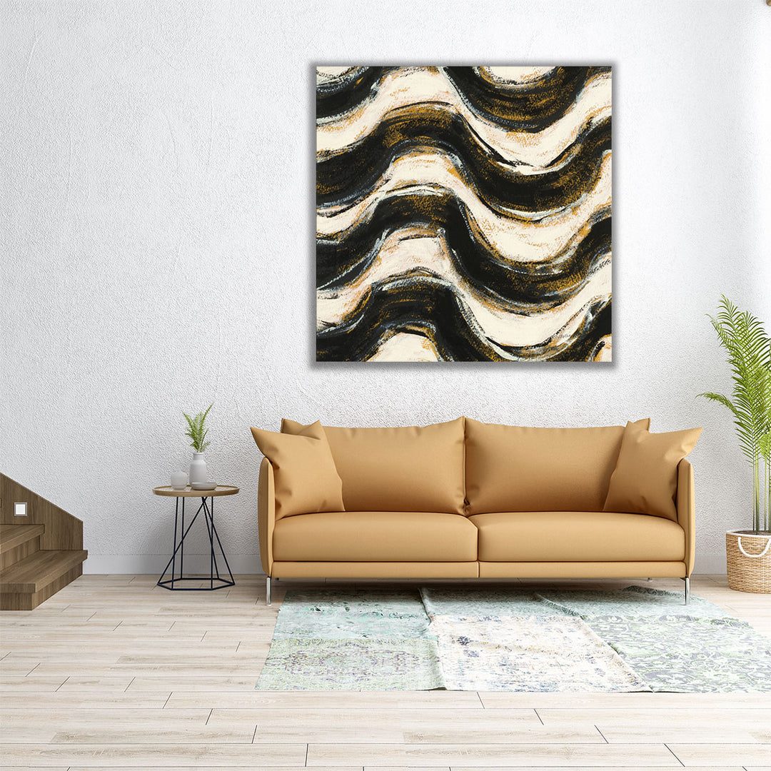 Black and Gold Geometric V - Canvas Print Wall Art