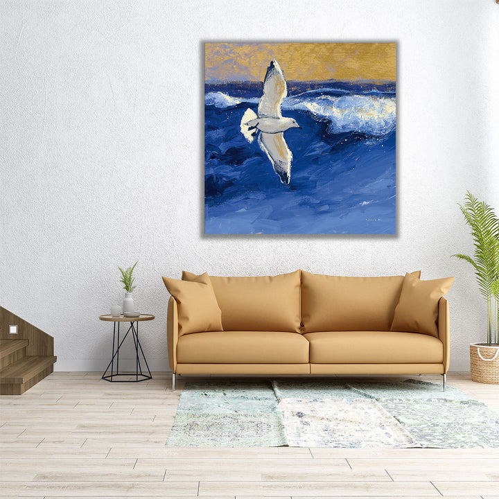 Seagulls with Gold Sky II - Canvas Print Wall Art