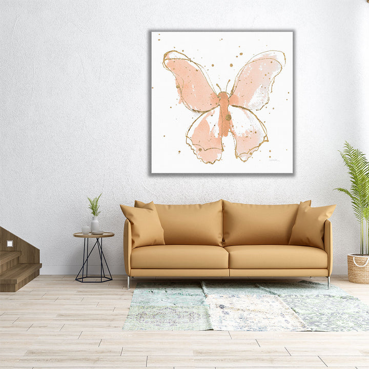 Gilded Butterflies II Pink - Canvas Print Wall Art