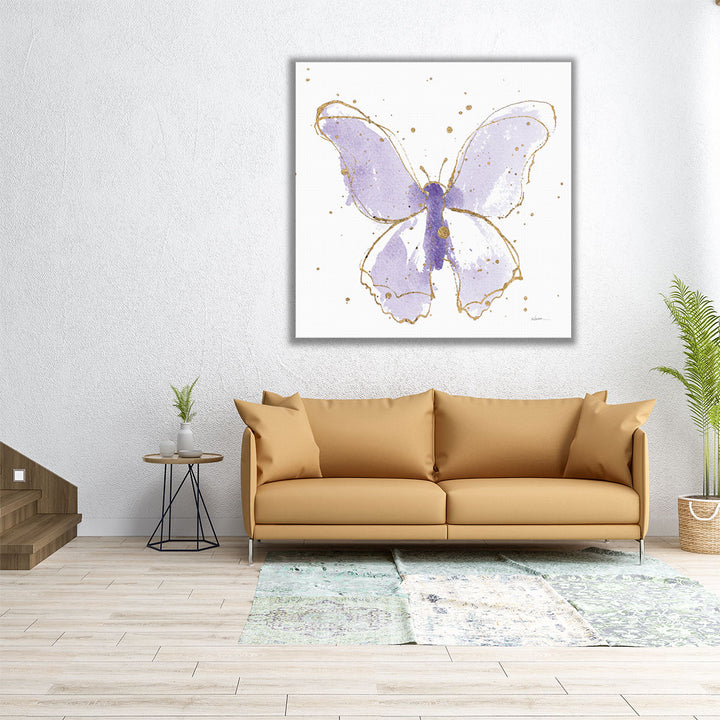 Gilded Butterflies II Purple - Canvas Print Wall Art