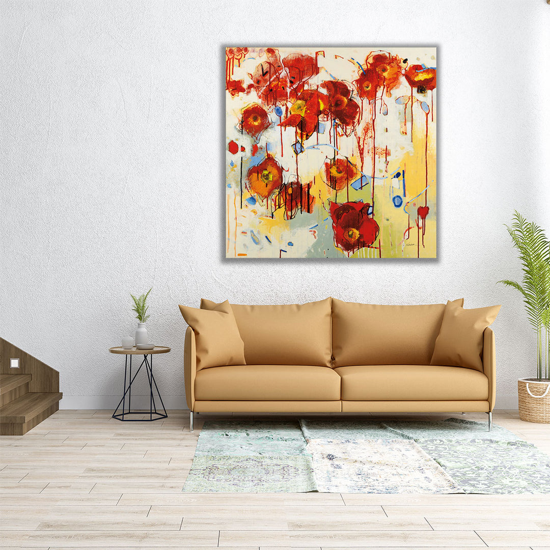 Red Poppy Chaos - Canvas Print Wall Art