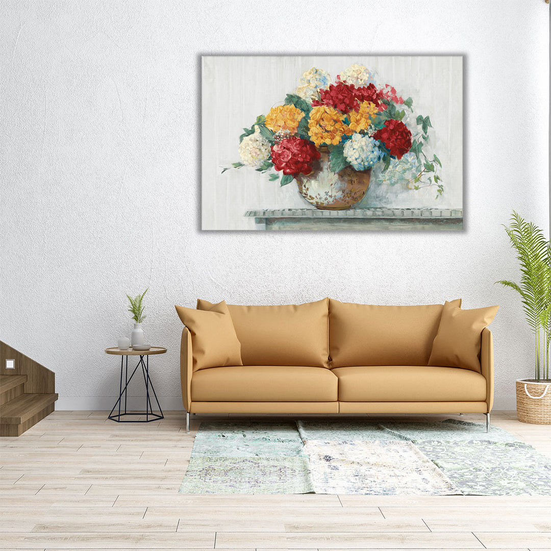 Fall Hydrangea Cottage - Canvas Print Wall Art