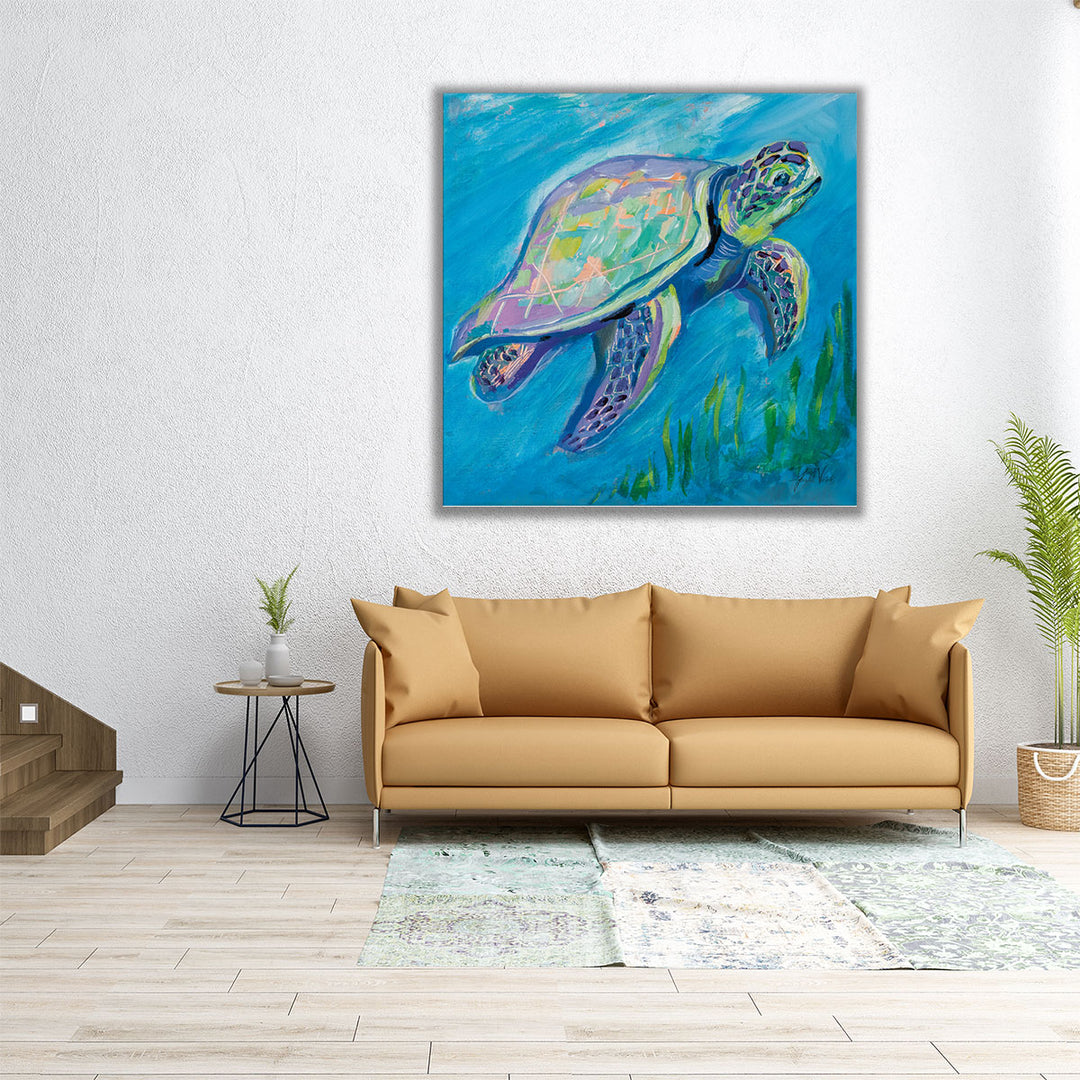 Sea Turtle Swim - Canvas Print Wall Art