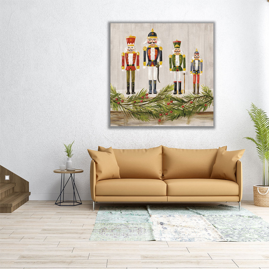 Nutcrackers on a Mantel - Canvas Print Wall Art