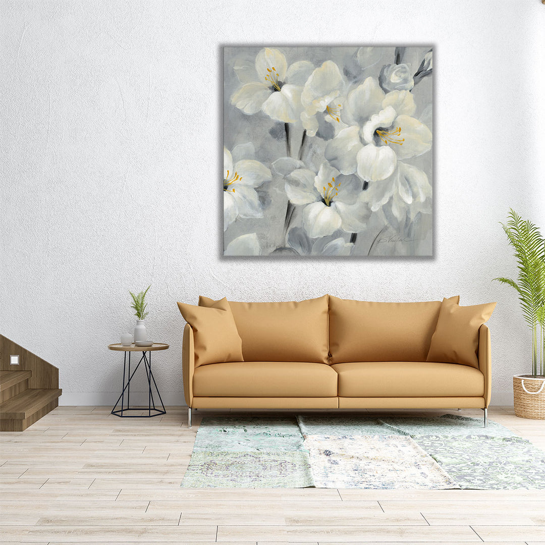 Flowers on Gray II - Canvas Print Wall Art