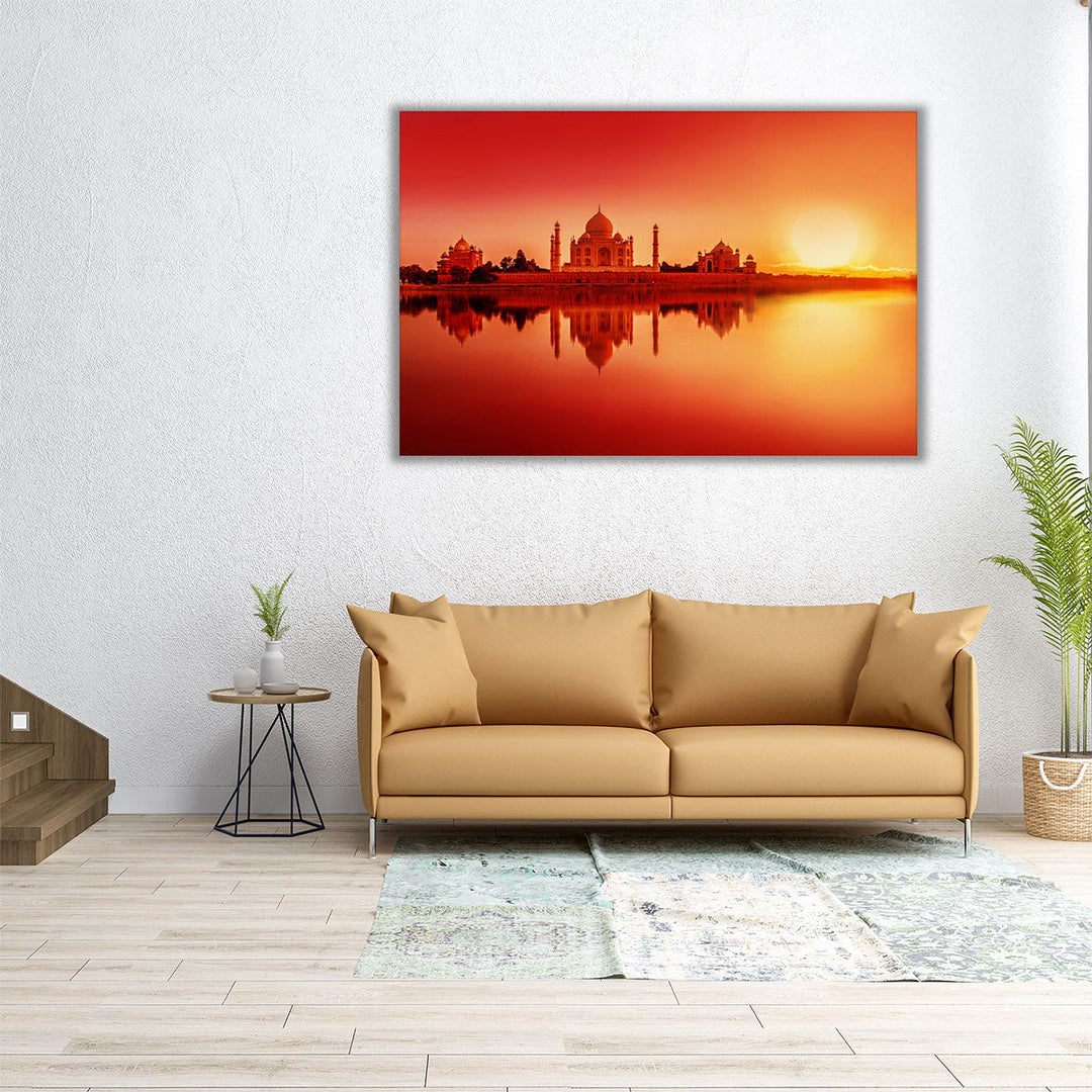 Sunset & Taj Mahal - Canvas Print Wall Art