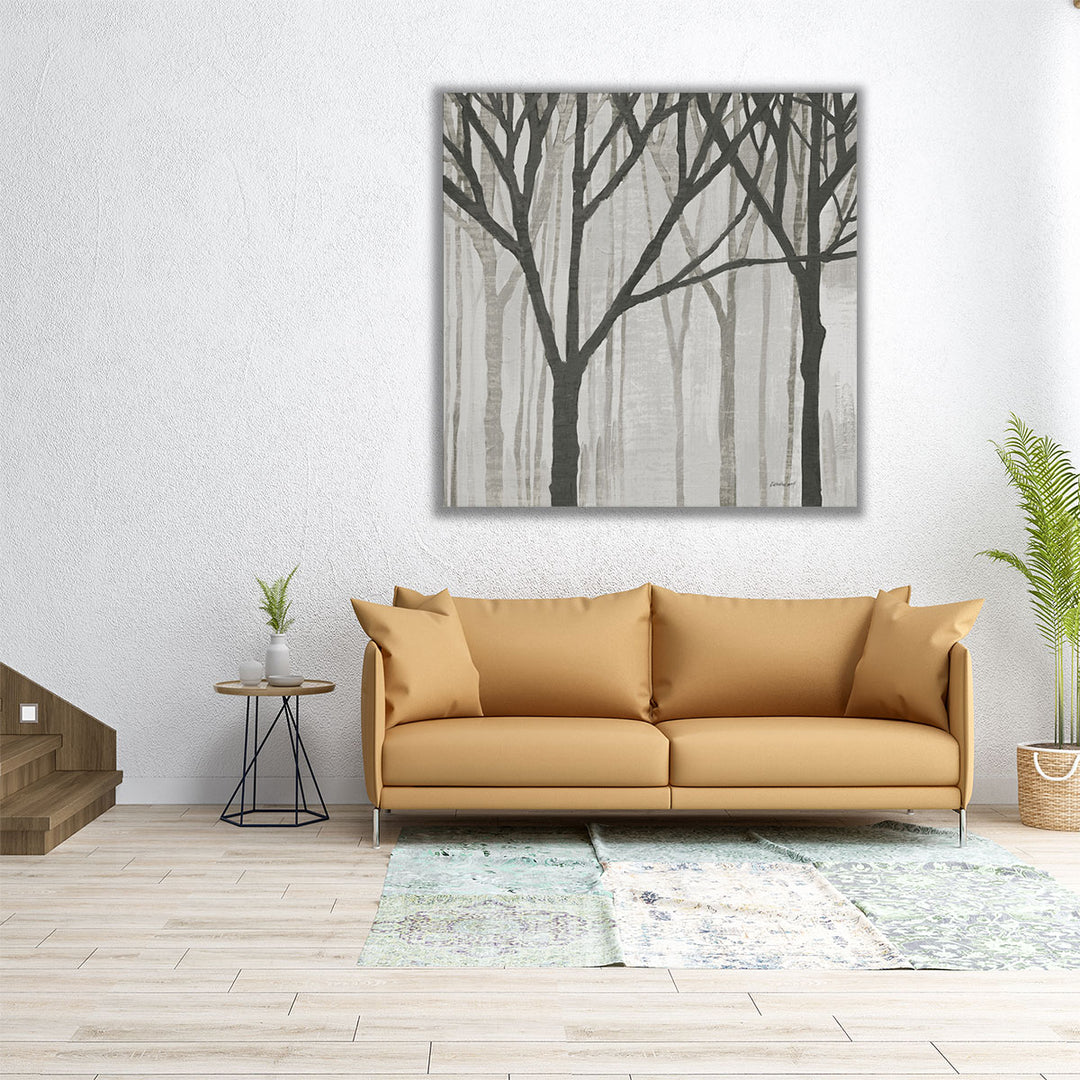 Spring Trees Greystone III Black and White - Canvas Print Wall Art