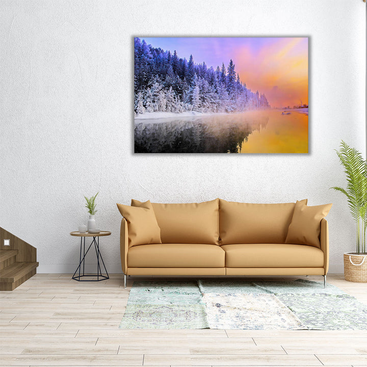 Winter's Dusk Reflections - Canvas Print Wall Art