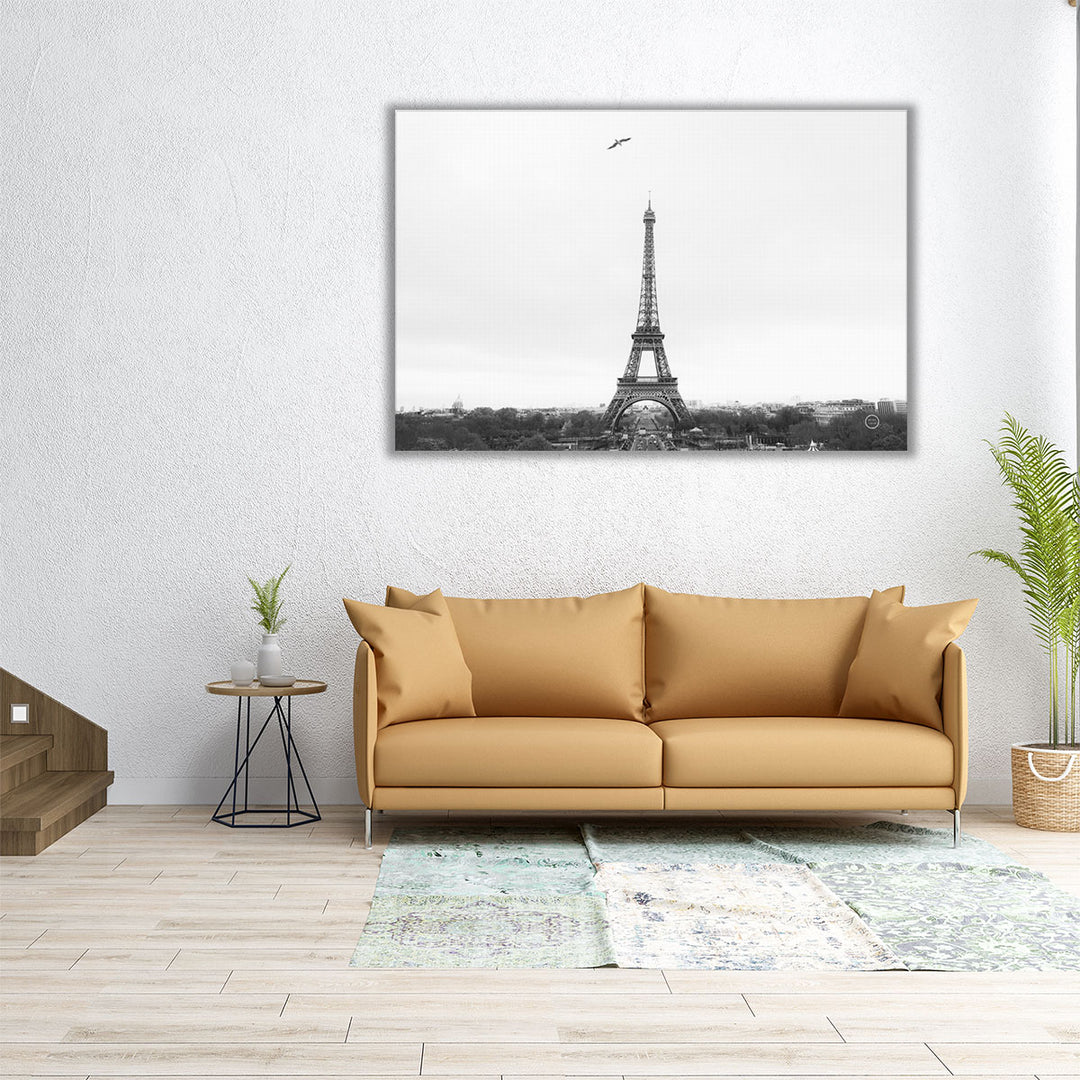 A Birds View of Paris Black and White - Canvas Print Wall Art