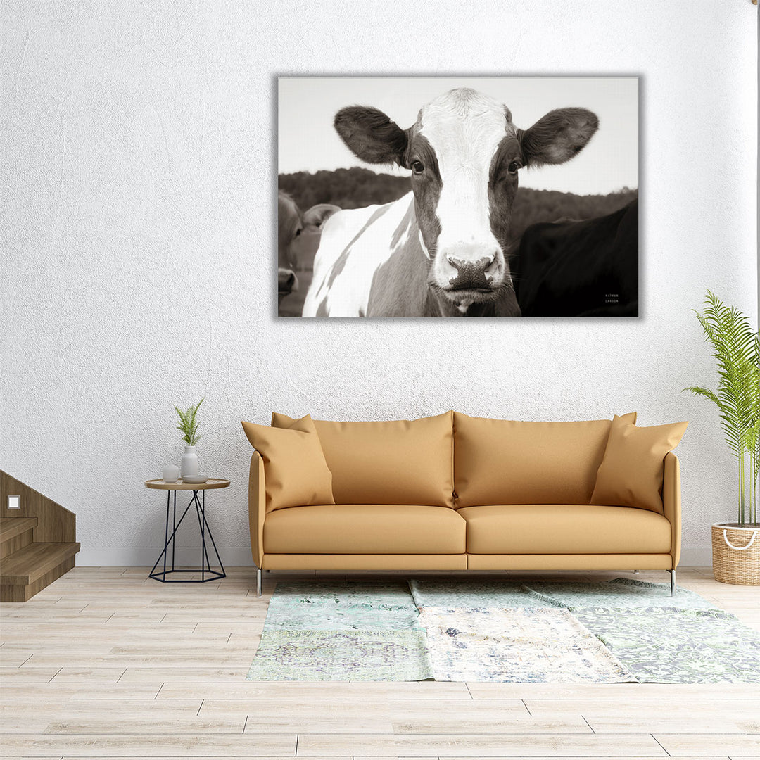 At the Barn Black and White - Canvas Print Wall Art