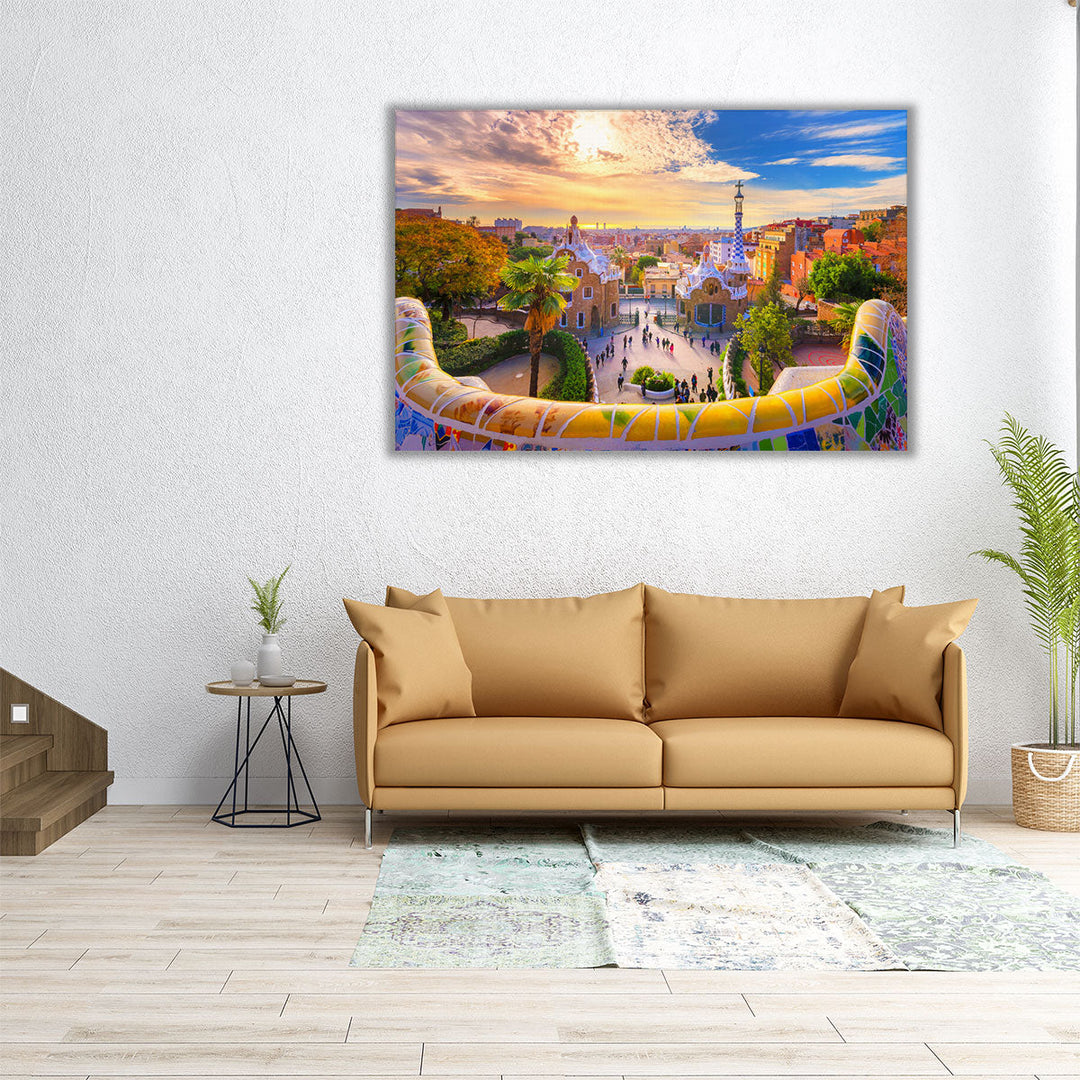 A View of the City Barcelona, Spain from Park Guell - Canvas Print Wall Art