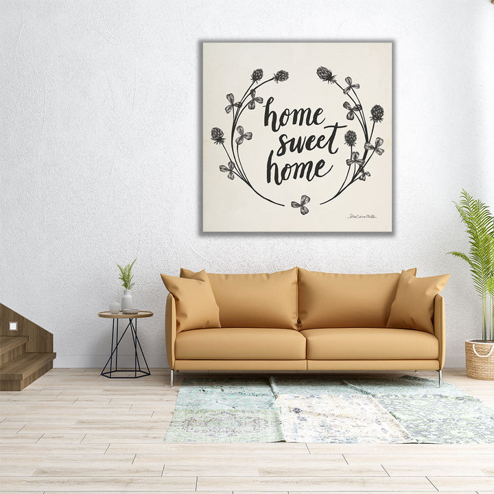 Happy to Bee Home I Black and White - Canvas Print Wall Art