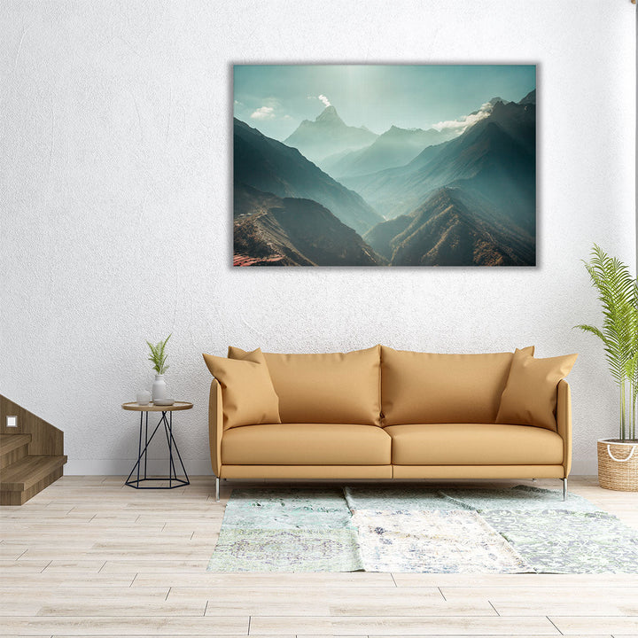 Misty Snow-Capped Himalayas - Canvas Print Wall Art