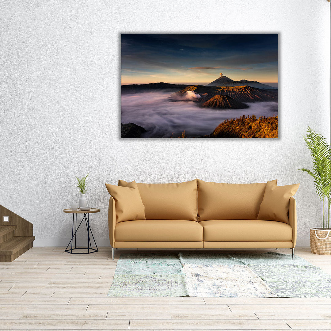 Mount Bromo With Clouds, Indonesia - Canvas Print Wall Art