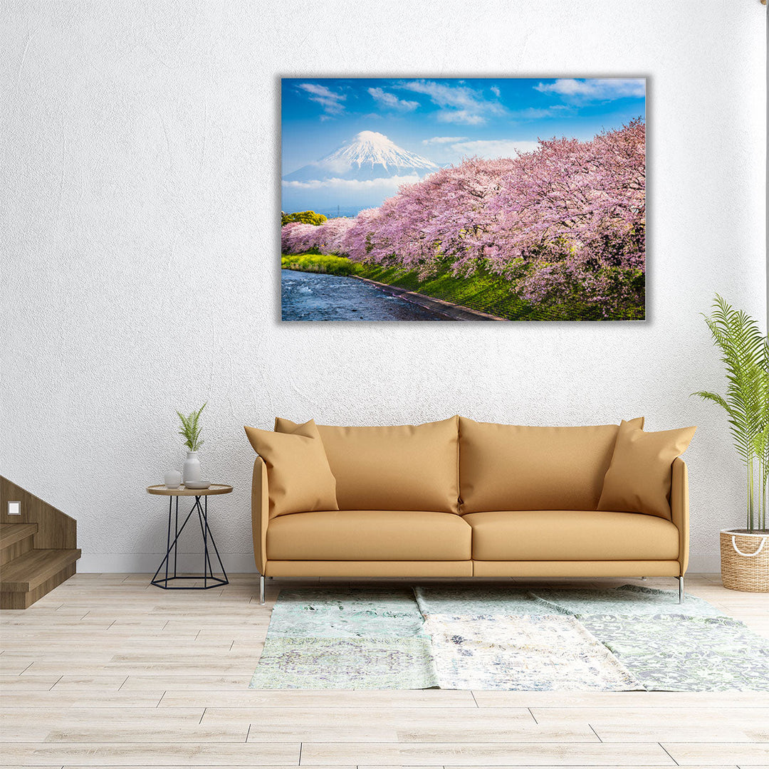 Mt. Fuji, Japan Spring Landscape, Cherry Blossom - Canvas Print Wall Art