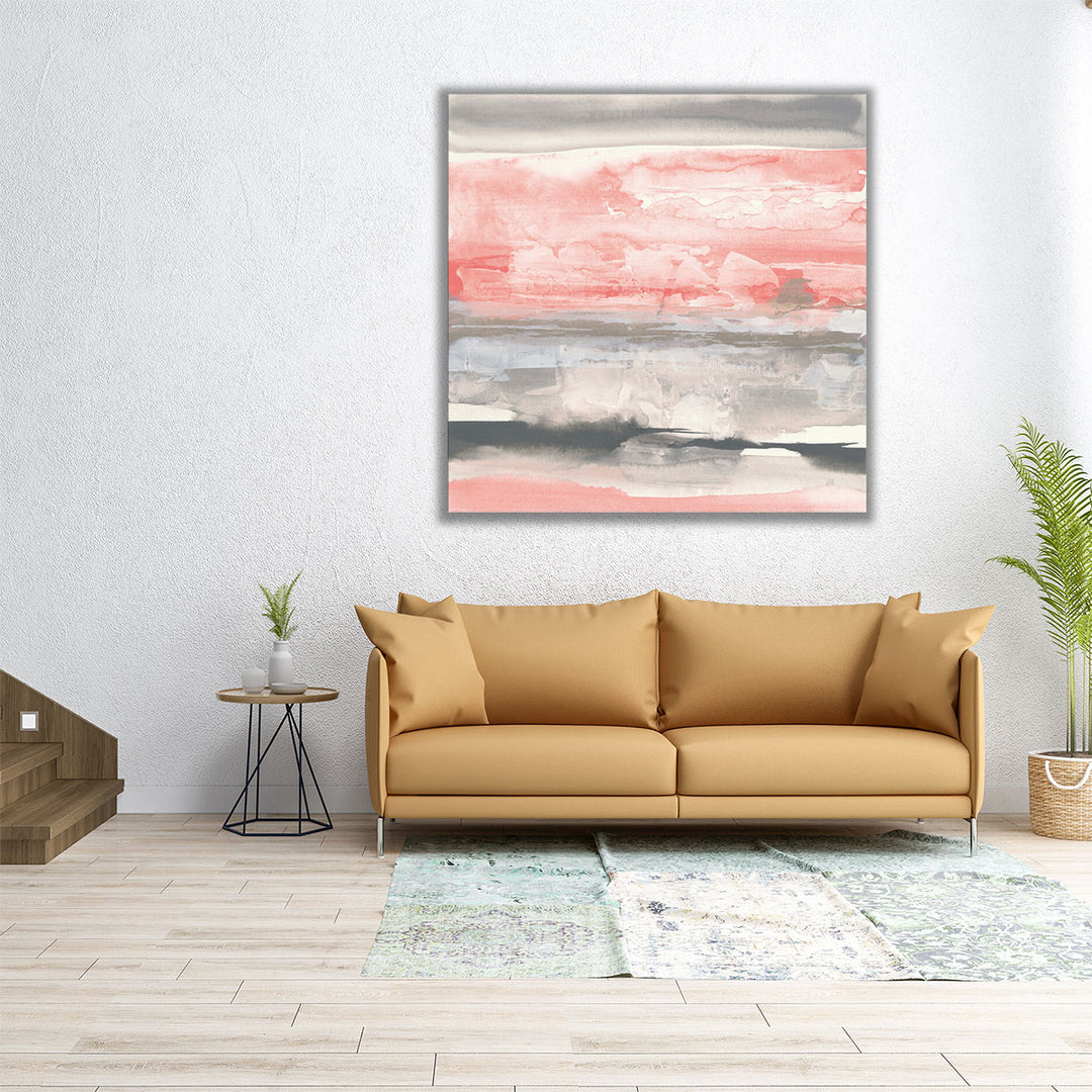 Charcoal and Coral II - Canvas Print Wall Art