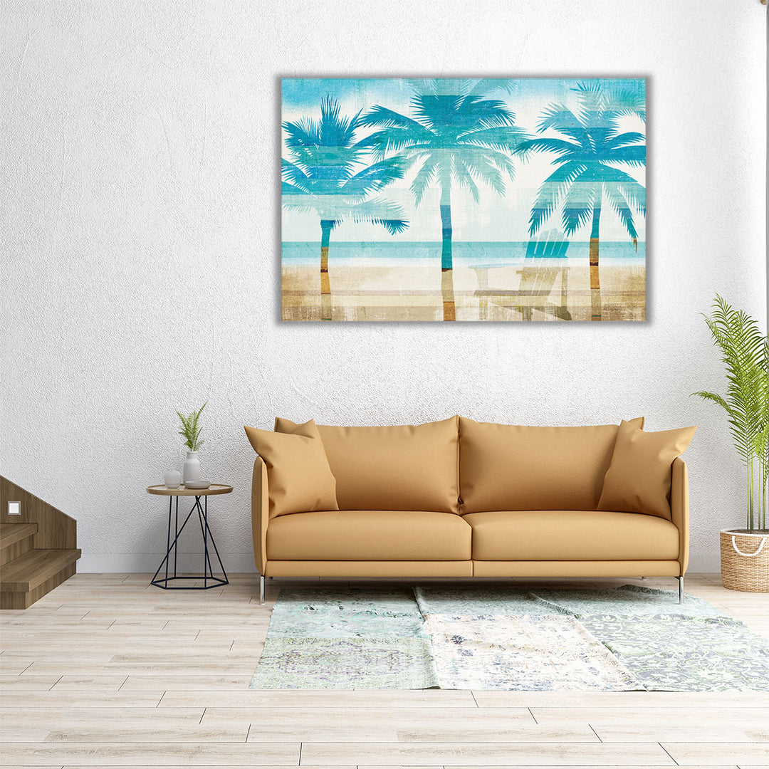 Beachscape Palms with Chair - Canvas Print Wall Art