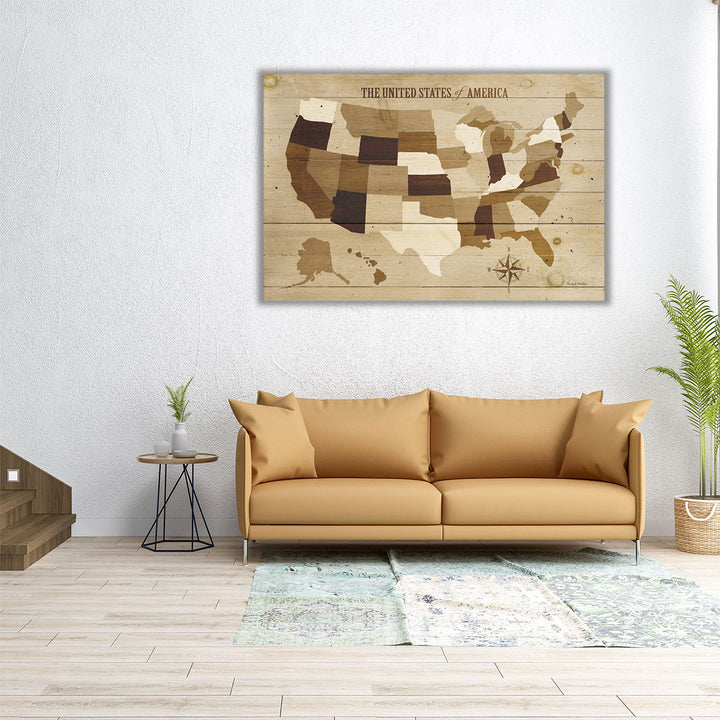 USA Modern Vintage Wood - Canvas Print Wall Art