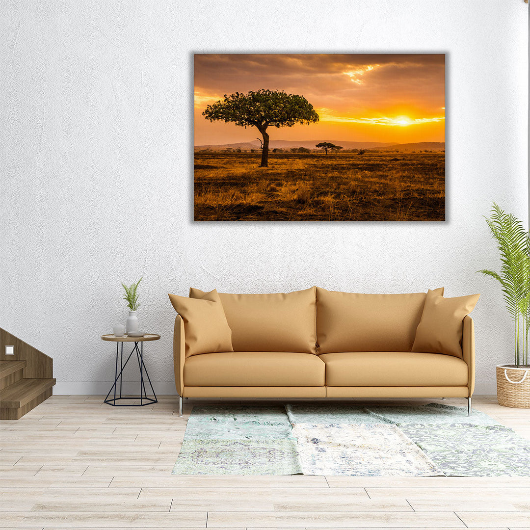 Sunset at Serengeti Park, Africa - Canvas Print Wall Art