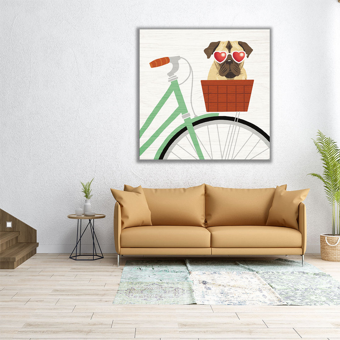 Beach Bums Pug Bicycle I - Canvas Print Wall Art