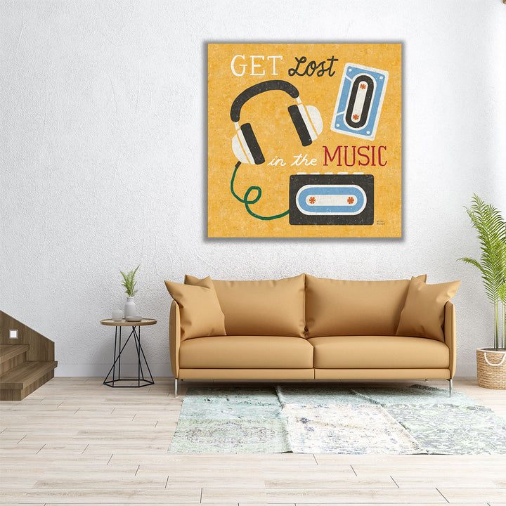 Retro Desktop Headphones - Canvas Print Wall Art