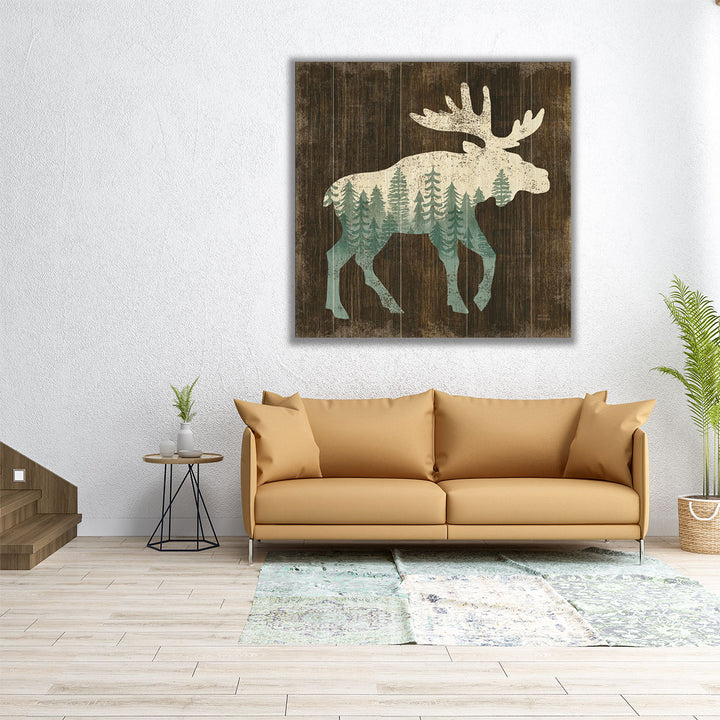 Simple Living Moose Silhouette - Canvas Print Wall Art