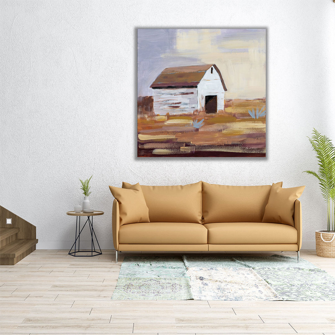 Little White Barn - Canvas Print Wall Art