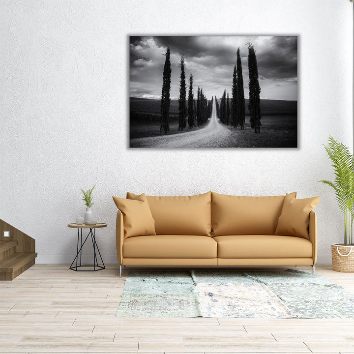 Travelling in Tuscany Black and White - Canvas Print Wall Art