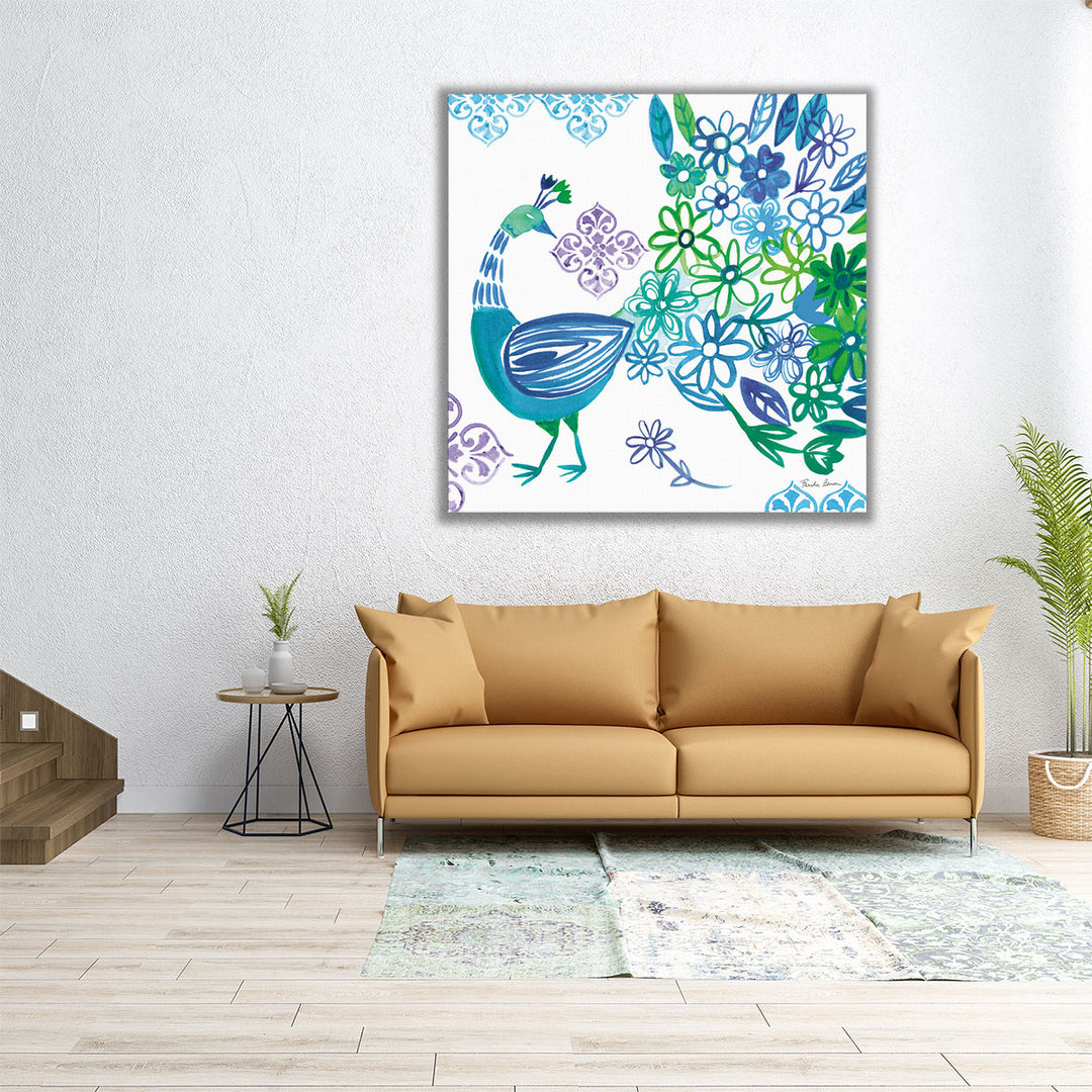 Jewel Peacocks I- Canvas Print Wall Art