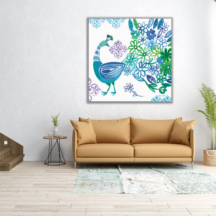 Jewel Peacocks I- Canvas Print Wall Art