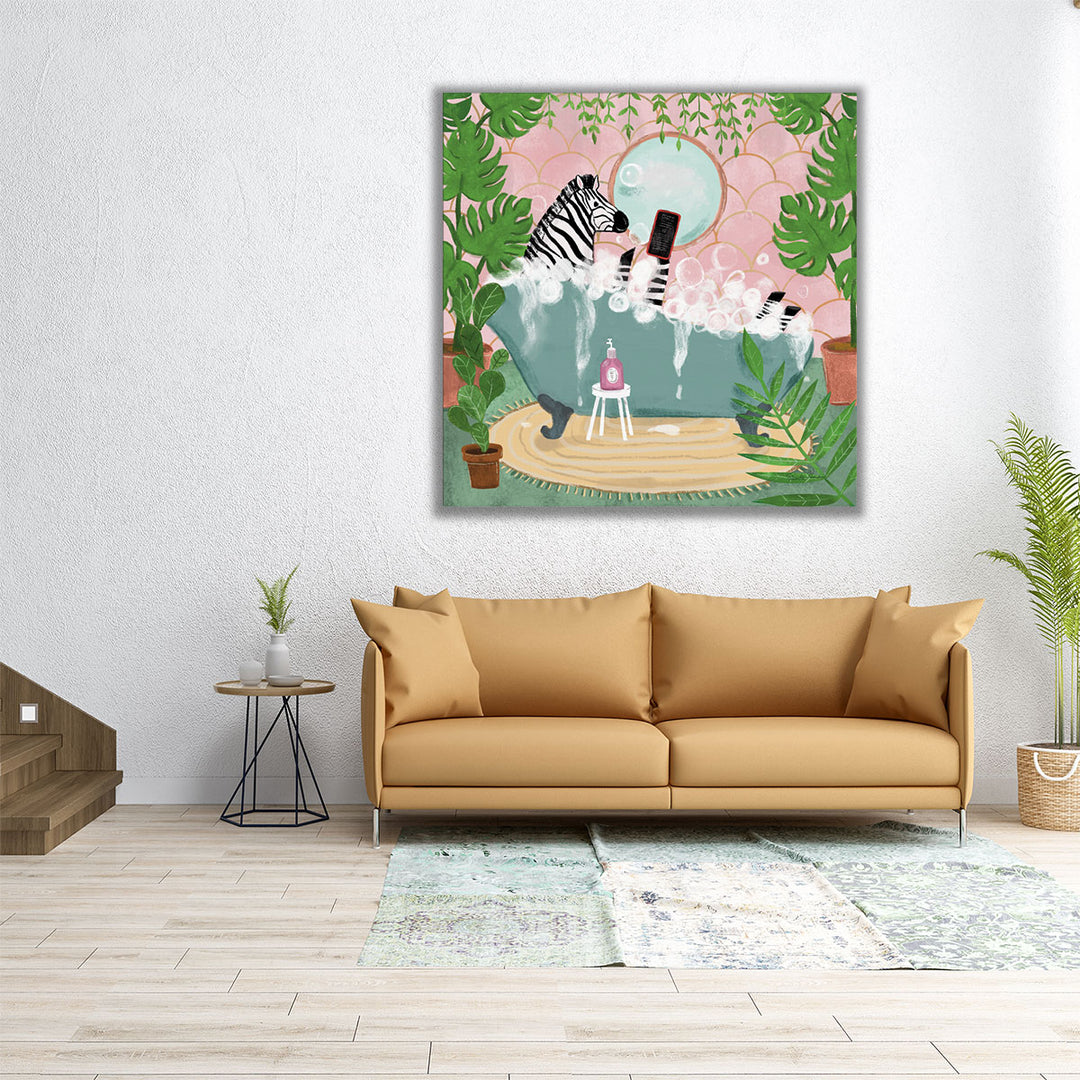 Zebra in Tub - Canvas Print Wall Art