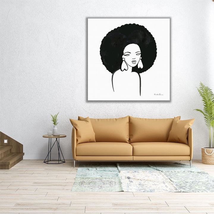 Afro Girl I Black and White - Canvas Print Wall Art