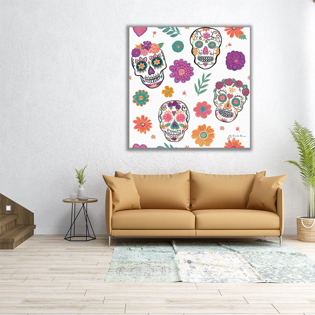 Day of the Dead Pattern IA - Canvas Print Wall Art