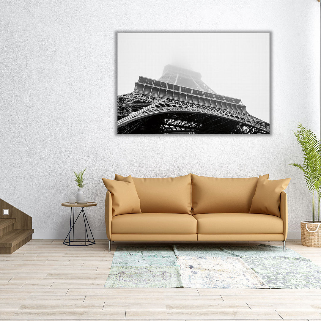 Under Eiffel Misty Day - Canvas Print Wall Art