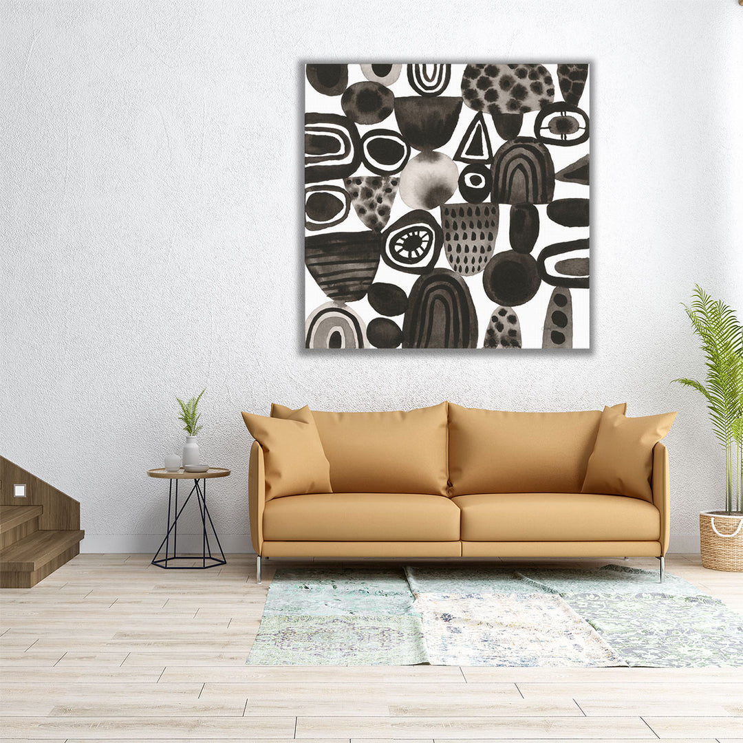 Quirky I Black and White - Canvas Print Wall Art