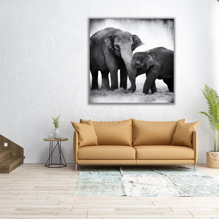 Elephant III Black and White - Canvas Print Wall Art