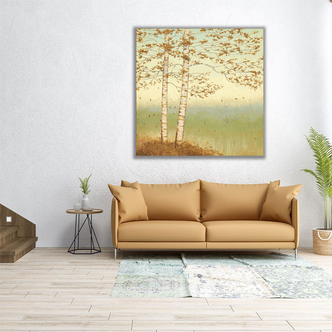 Golden Birch I with Blue Sky - Canvas Print Wall Art