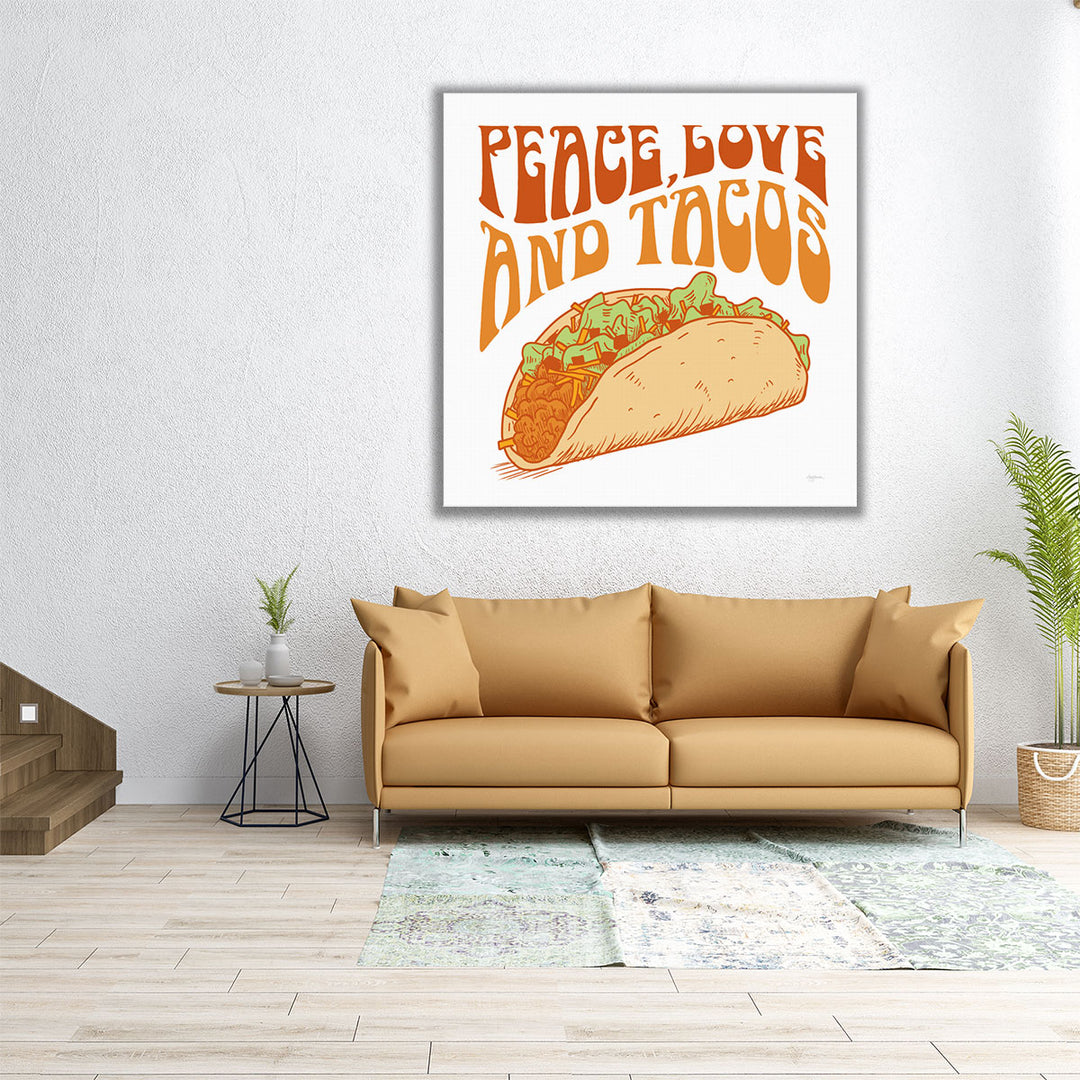 Peace Love and Tacos - Canvas Print Wall Art