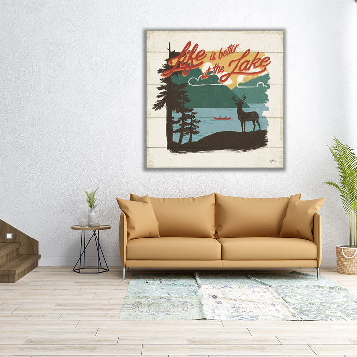 Vintage Lake IV- Canvas Print Wall Art 