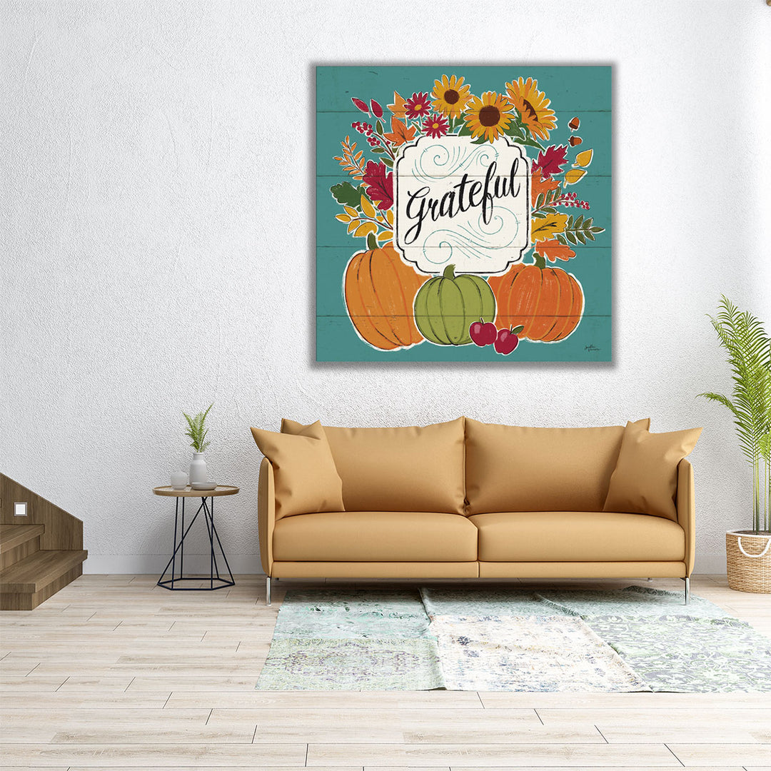 Thankful II Turquoise - Canvas Print Wall Art 