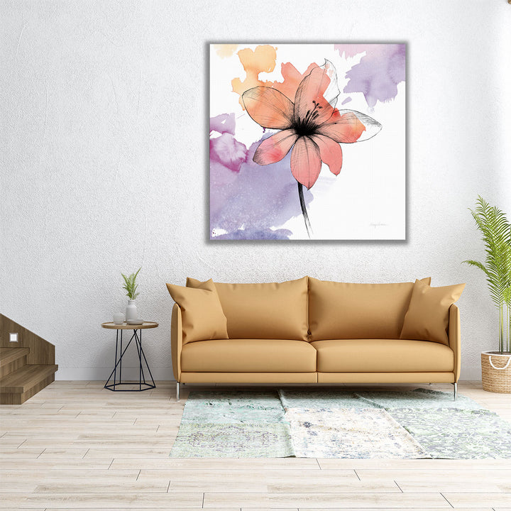 Watercolor Graphite Flower II - Canvas Print Wall Art