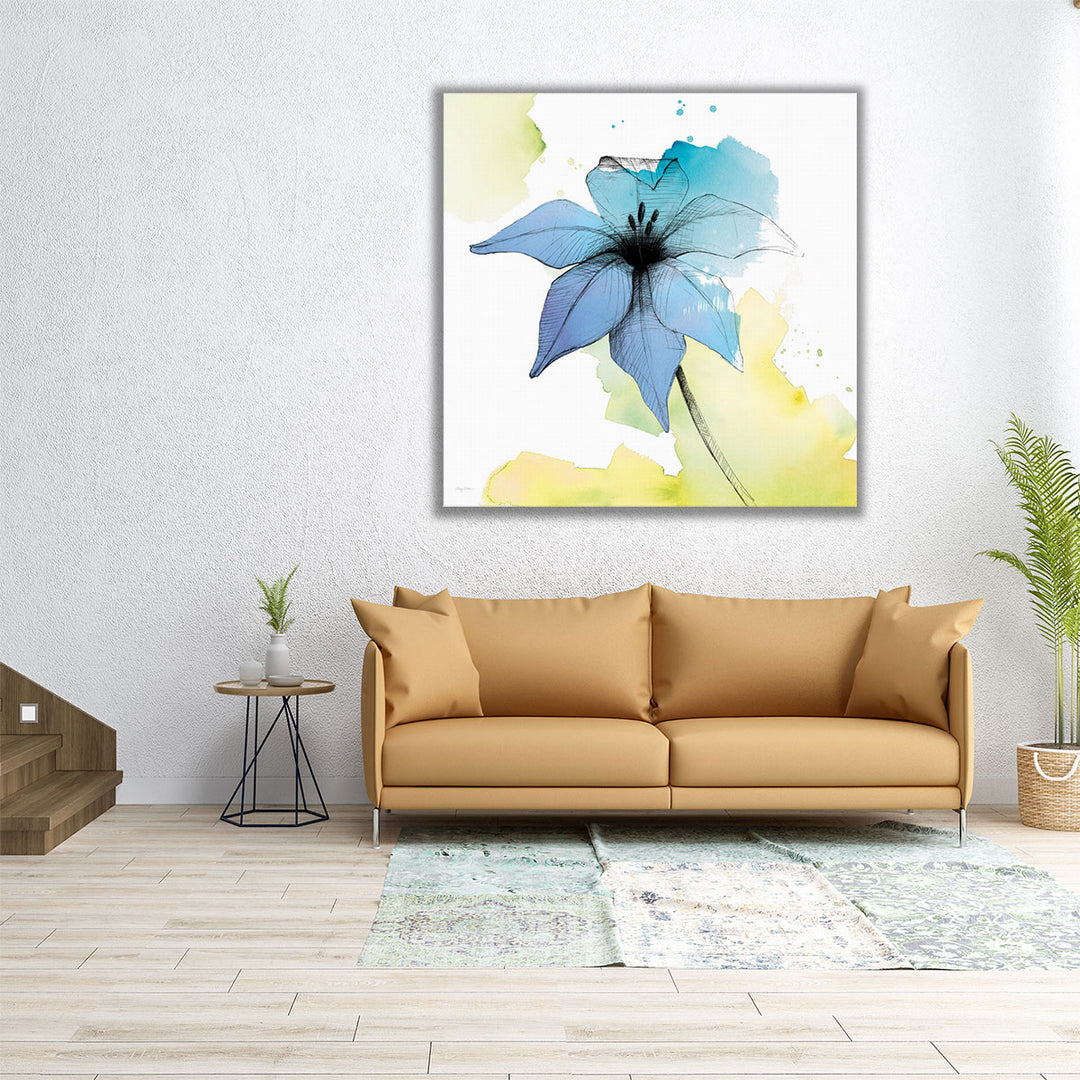 Watercolor Graphite Flower V - Canvas Print Wall Art