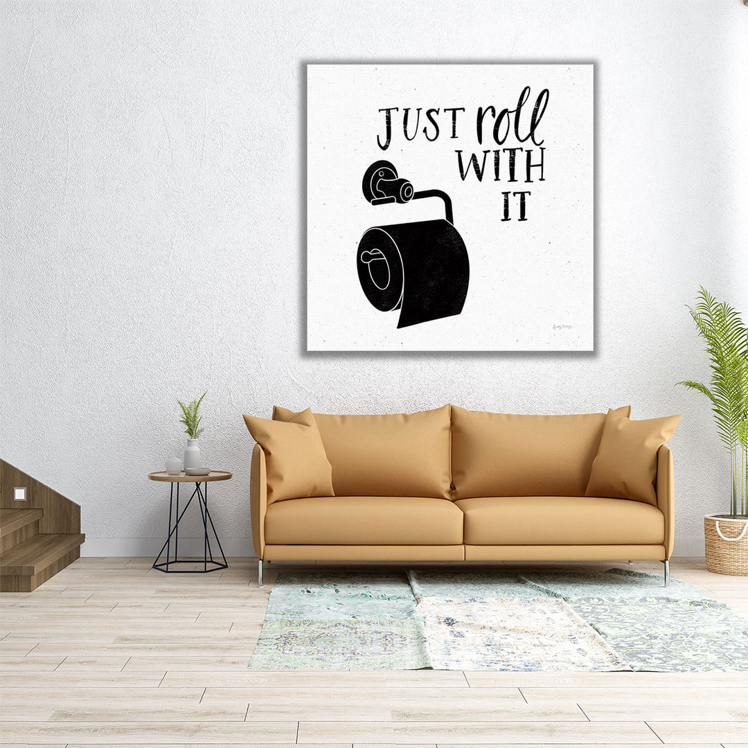 Bathroom Puns V Black and White - Canvas Print Wall Art