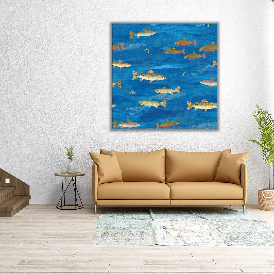 Angling in The Stream Pattern I - Canvas Print Wall Art